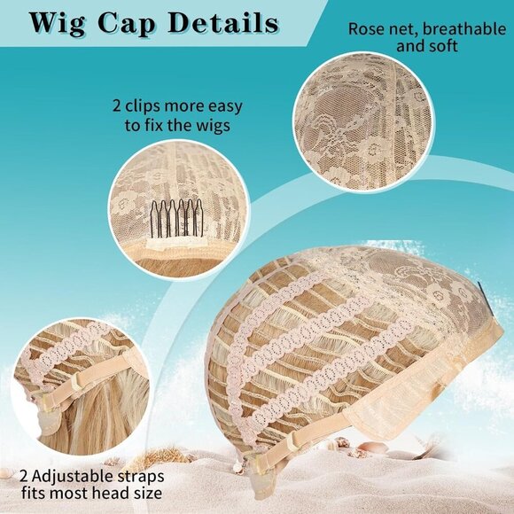 Blonde Wig With Bangs Long Blonde Curly Wigs for Women Heat Resistant Synthetic - Picture 6 of 7